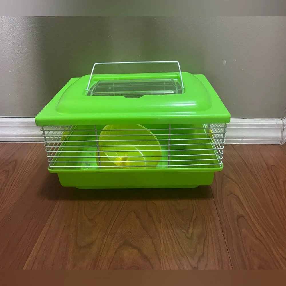 Lime green traveling hamster cage